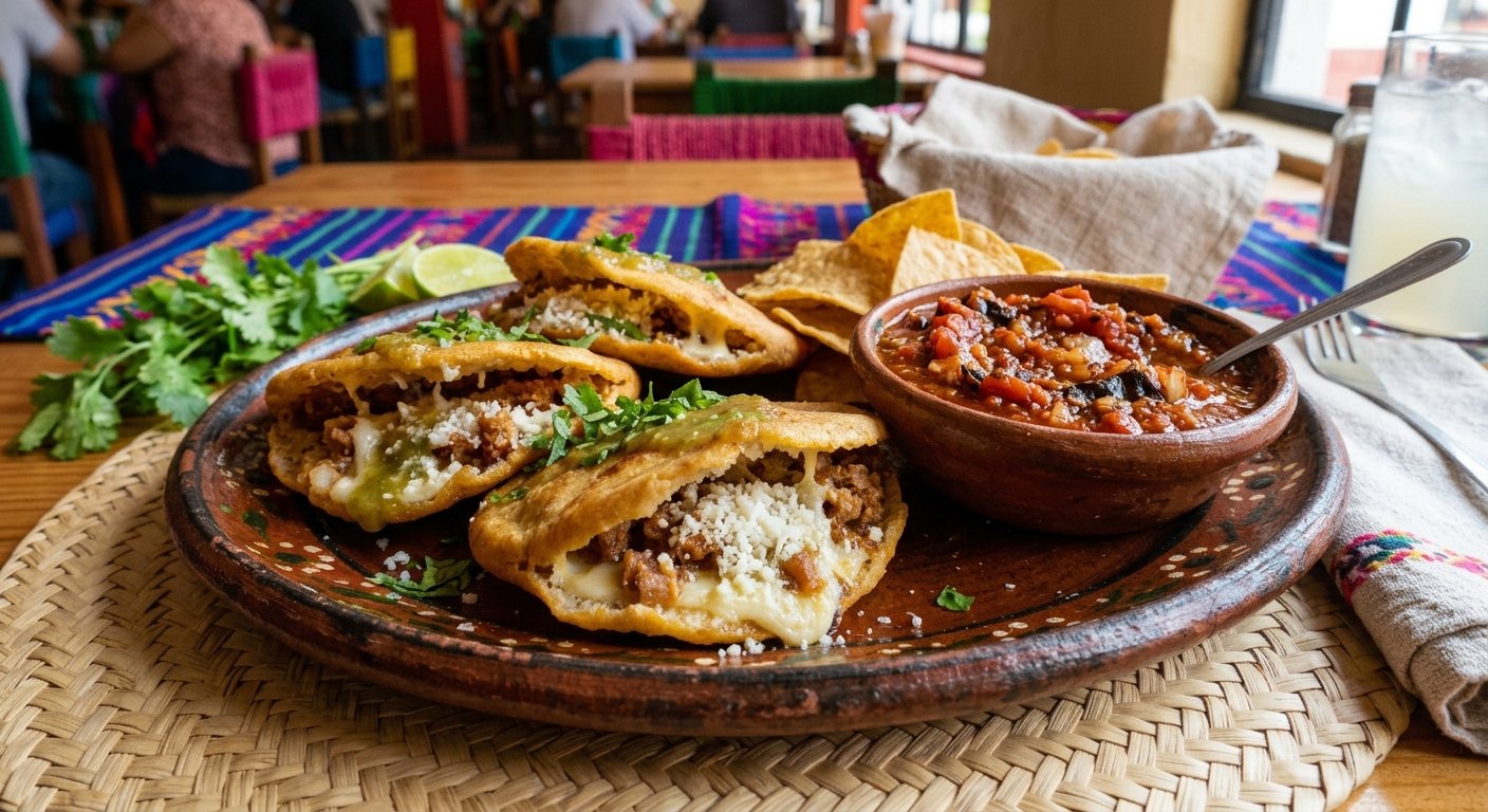 Gorditas de Maíz con Quesillo y salsa martajada